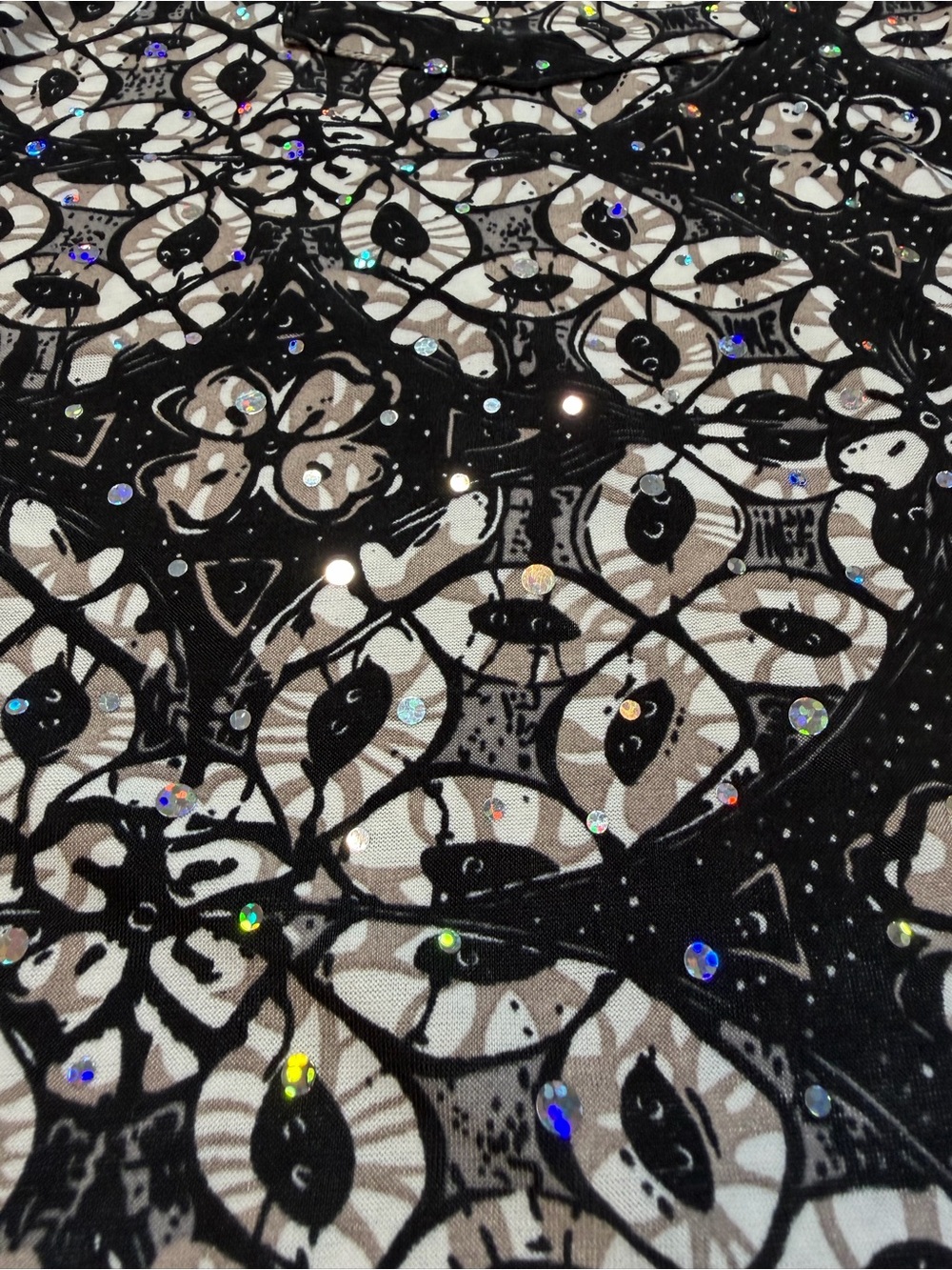 Emily Daniels Rhinestone Abstract Print Button Front Shirt Top Large - Picture 9 of 13